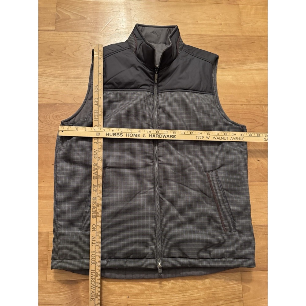 Tommy Bahama Reversible Vest Grey And Plaid Patterns Full Zip Medium - Picture 9 of 9